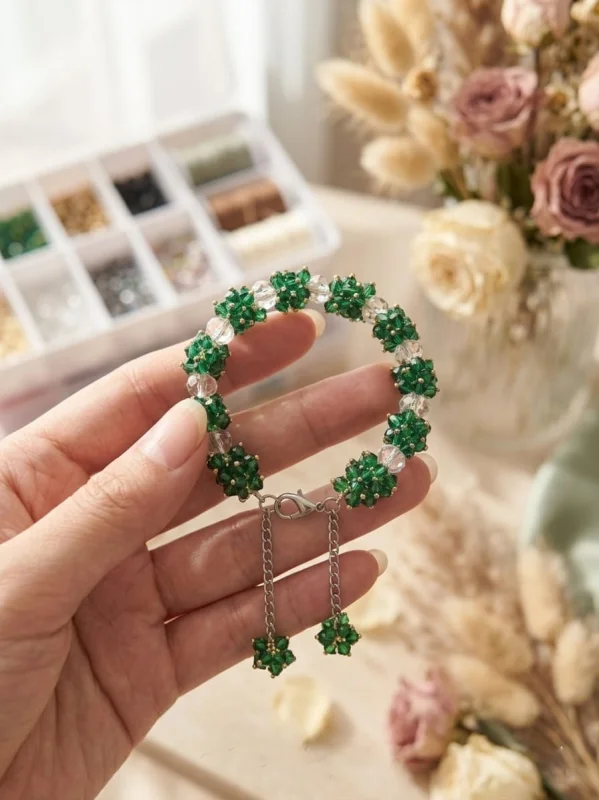 Adding a Pop of Color: The Emerald Green Gajra Bracelet